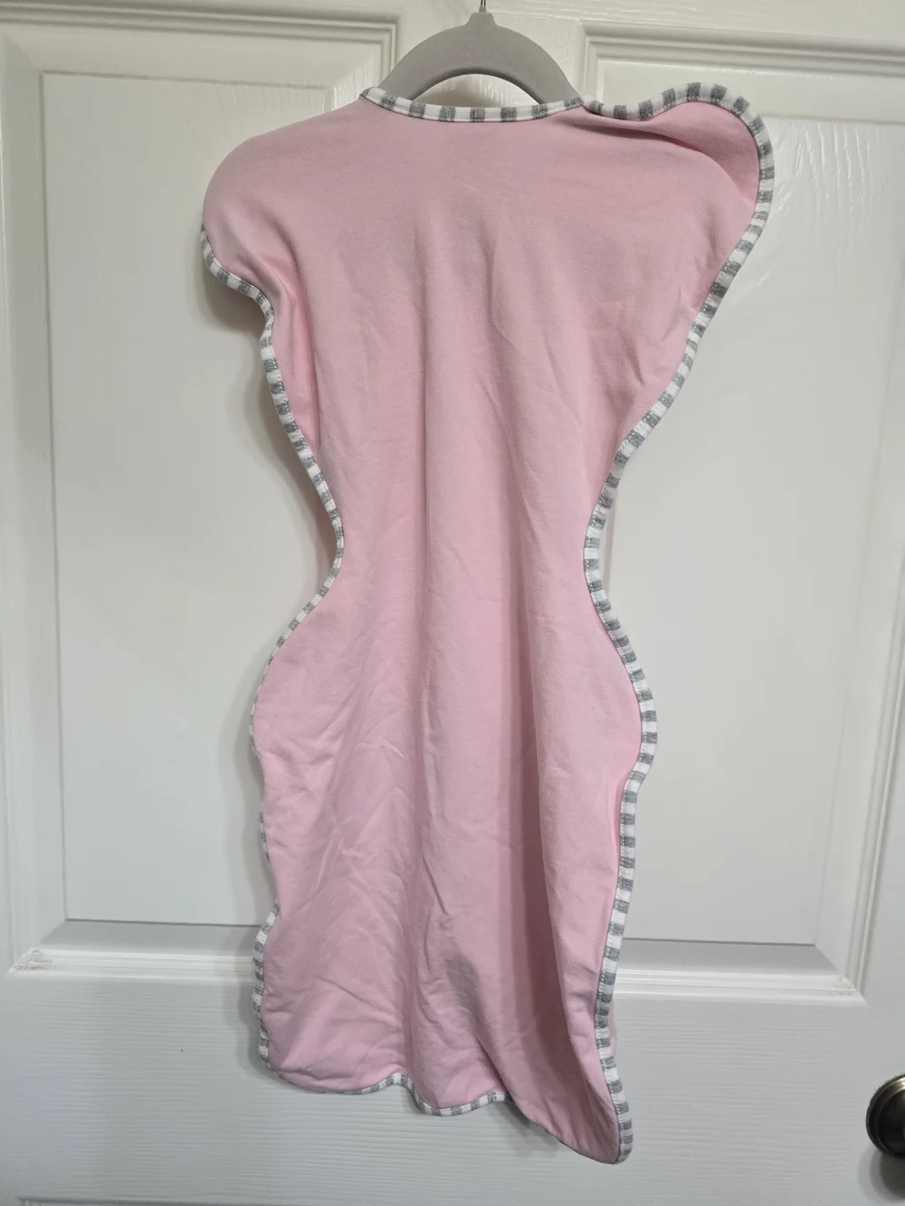 Love to dream Pink Swaddle Sleep Sack with Gray Striped Trim